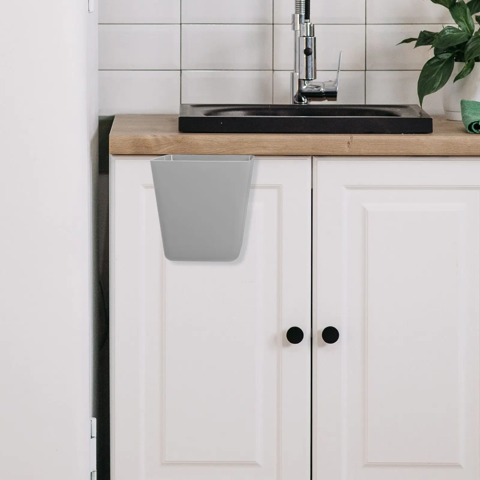 2 قطعة سلة التخزين المعلقة عربة متحركة دلو سلة المهملات الصغيرة أبيض رمادي أداة المطبخ مادة البولي بروبيلين تصميم مدمج المتانة