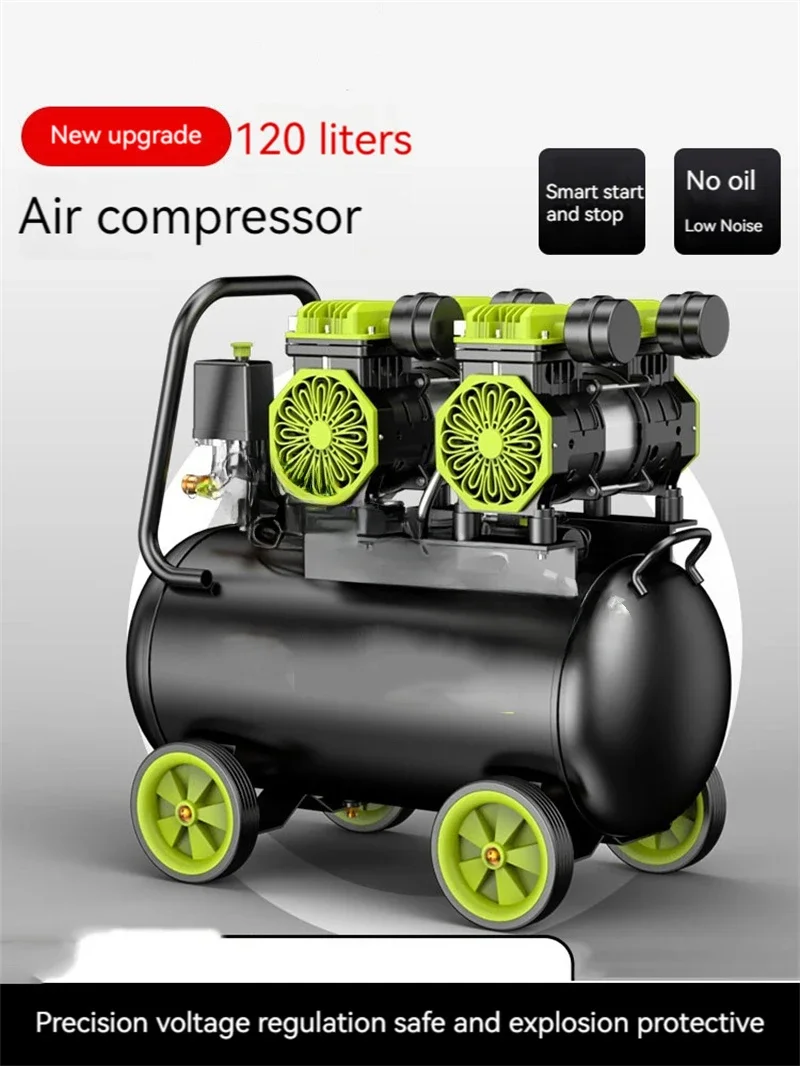 220V 1100W Silent Oil-Free  Compressor 12L Portable  Compressor Spray Painting High-Pressure  Pump Car Air Compressor