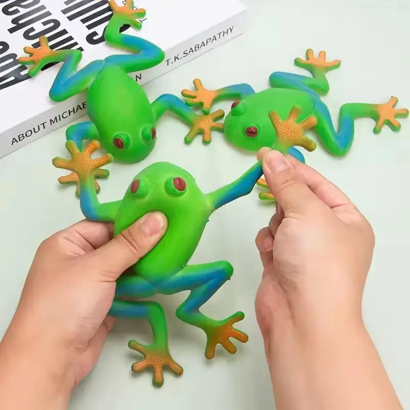 Decompress Frog Toy 1Pcs Simulation Animal Squeeze Model Stress Relief For Children Interactive Game Play Mischief Gift