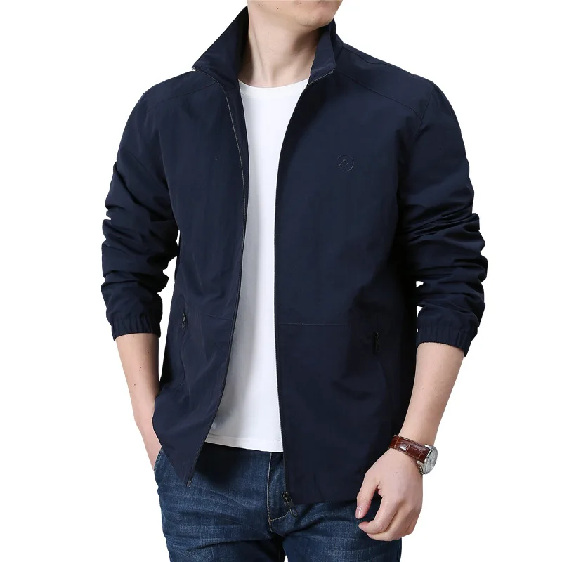 Group Buy Live Sale Men's Spring Autumn Thin Lightweight Stand Collar Jacket Casual Loose Sport Coat Plus Size Outerwear For Mid