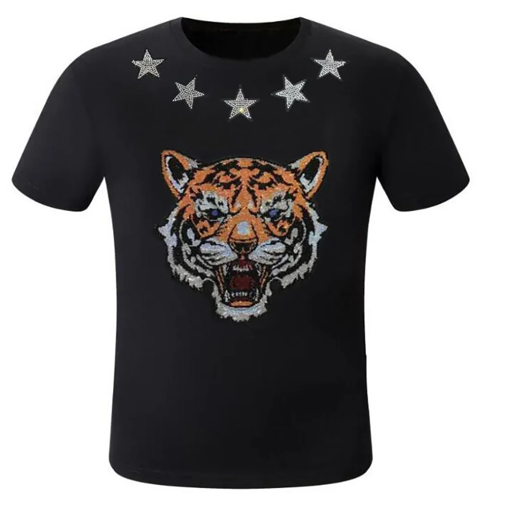 

O Neck Slim Tshirts Hot Drilling T Shirts Men Brand Short Sleeve Man Fashion Streetwear five star 11