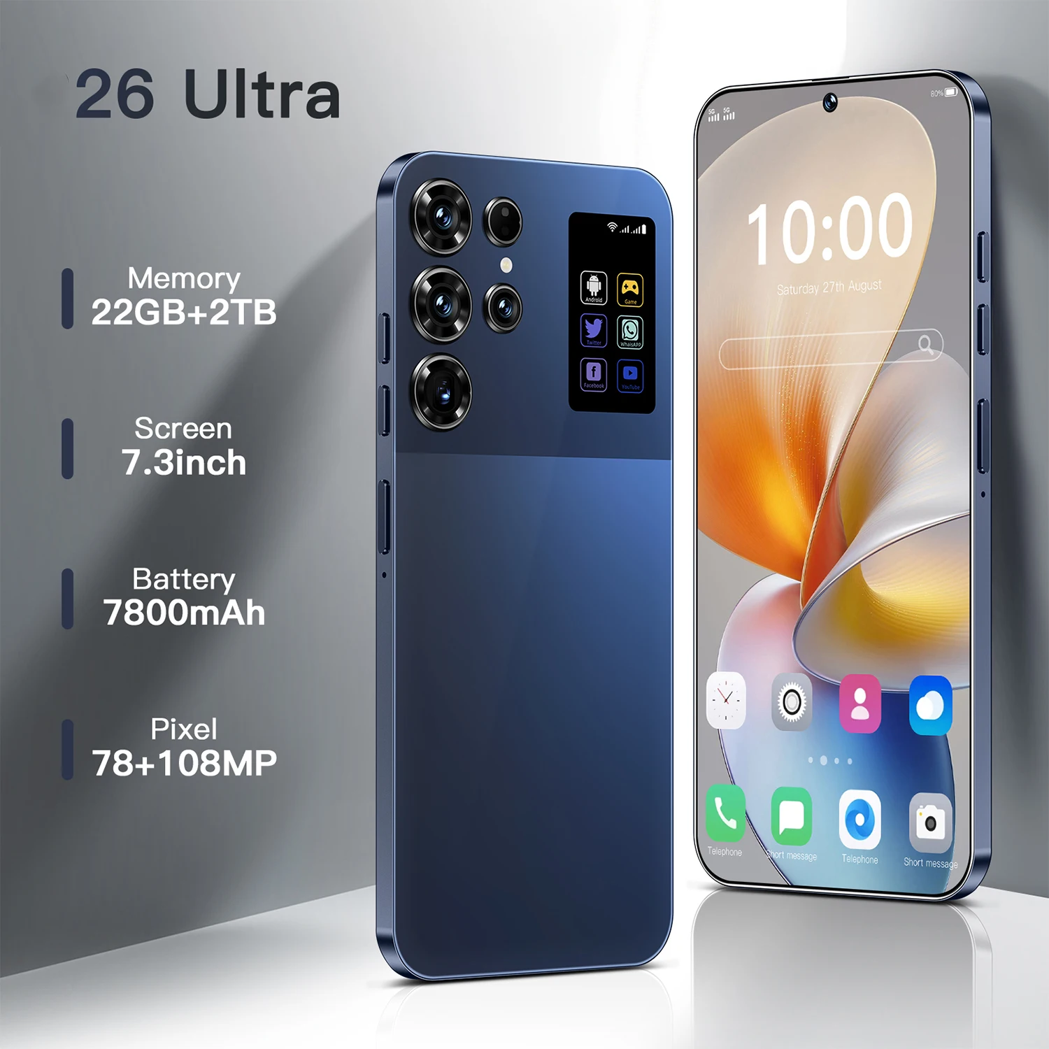 Original 26 versión Ultra Global Smartphone Snapdragon8 Gen3 16G + 1TB 7800mAh 78 + 108MP 4/5G red Android teléfono desbloqueado