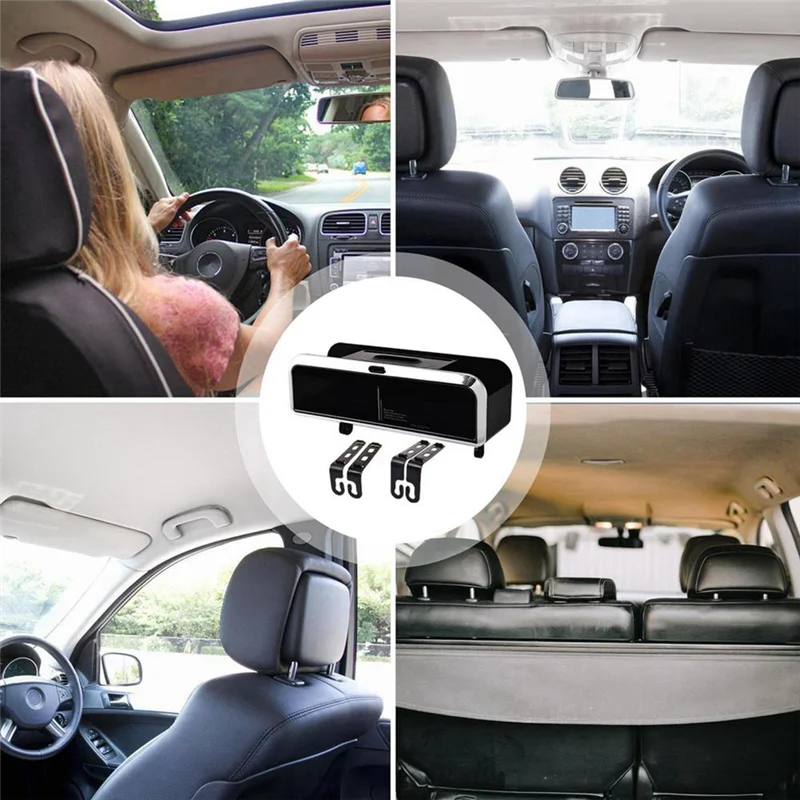 

-A41U Multi-Functional Car Tissue Box With Hooks For Organizing Travel Essentials