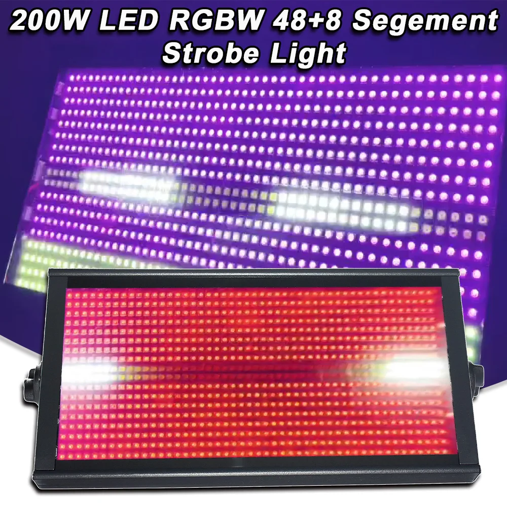 YUER 200W LED 48+8 RGB + White Strobe Washing Effect Stage Lighting Party Dj Disco Indoor Club Bar Strobe Lights DMX Control