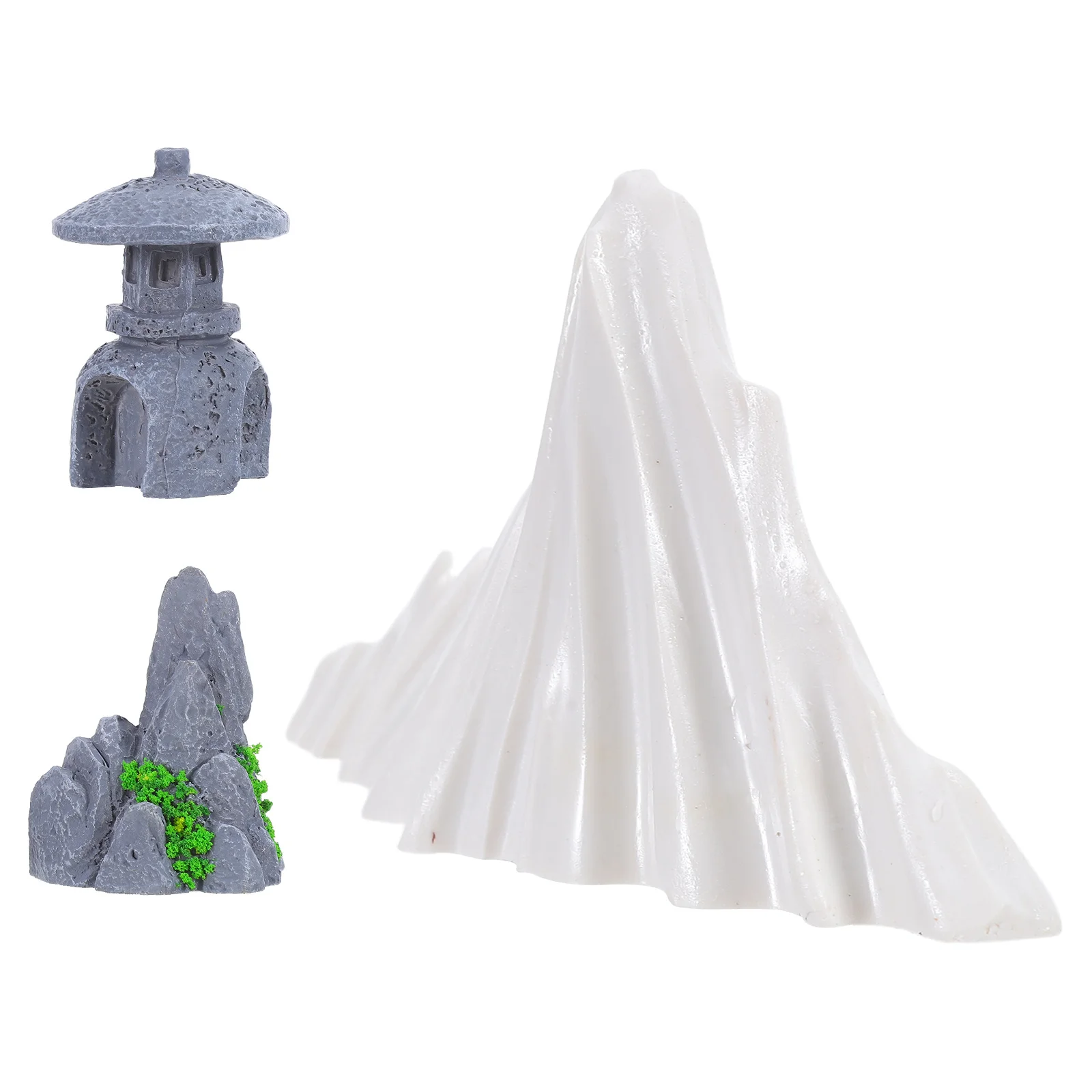 

3Pcs Fake Rock Statue Mini Pagoda Sculpture for Diorama Garden Decor Miniature Landscape Stones Simulation Rockery Zen Bonsai