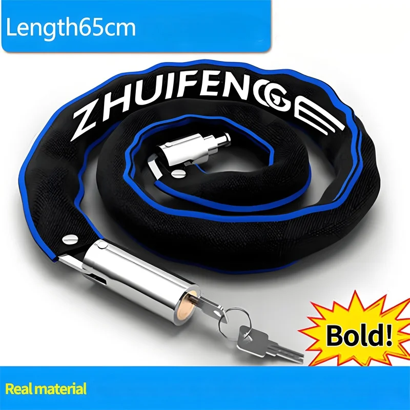 Bike Chain Lock 65cm 250g Ultra Lightweight Portable Anti-Theft Zinc Alloy Fabric Wrapped Bicycle Security Lock MTB Road Cycling image 6