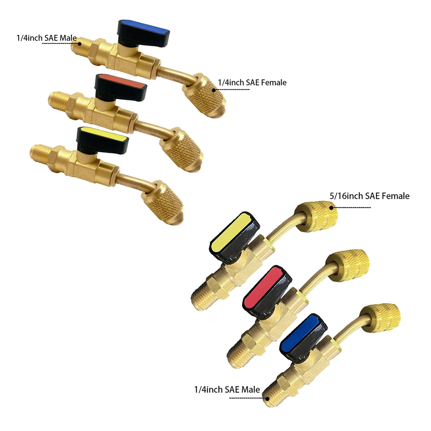 R410a R22 Refrigerant Ball Valve Brass Air Conditioning Refrigerant Shut-Off Valve Connecting to Hose Refrigeration Tool Adapter