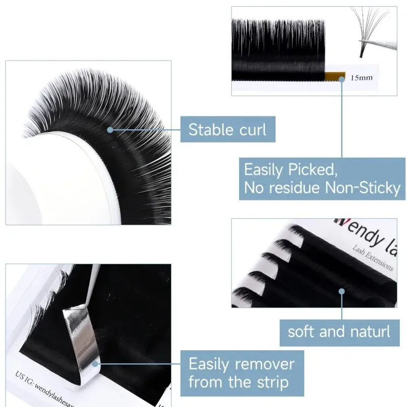 Wendy Lashes Easy Fan Lashes Premade Volume Fans Eyelash Extension Fast Blooming Fans Mink Lashes Natural Silk Lash Extension