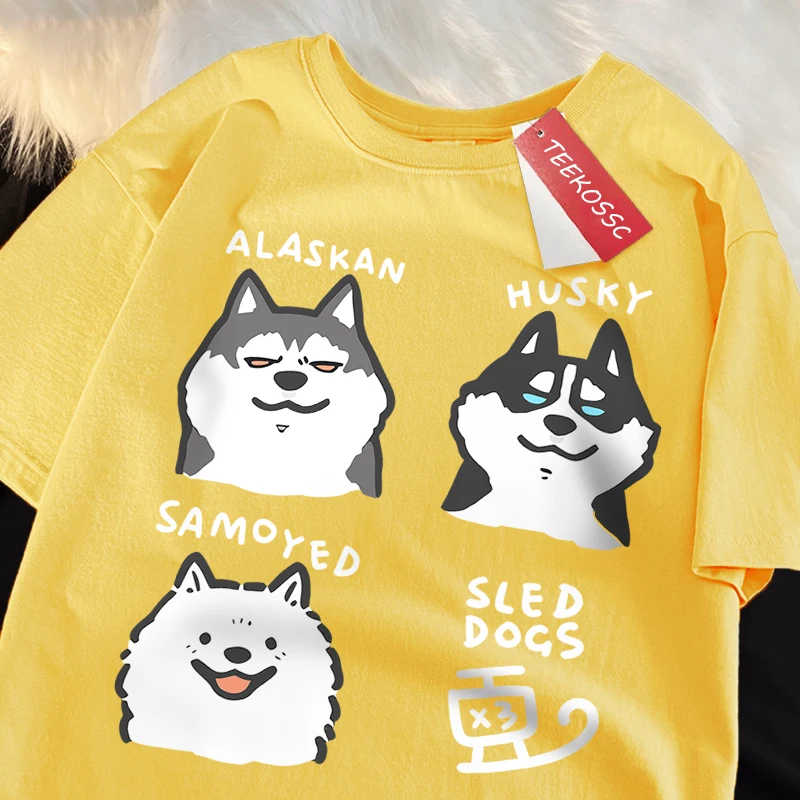 Alaskan Husky Samoyeo Sled Dogs Print T Shirt Men Women Cotton O-Neck Casual Loose Fashion Short Sleeve O-Neck Oversized T Shirt