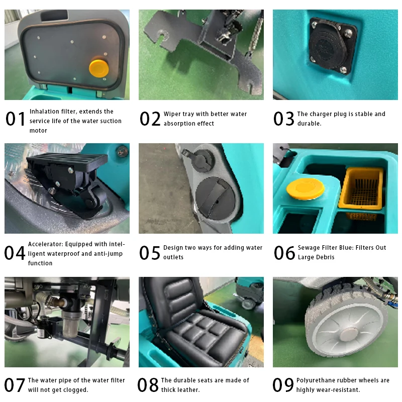 Commercial Electric Ride-on Floor Scrubber High Efficiency 3-Hour Working Time Large Water Tank for Burnishing