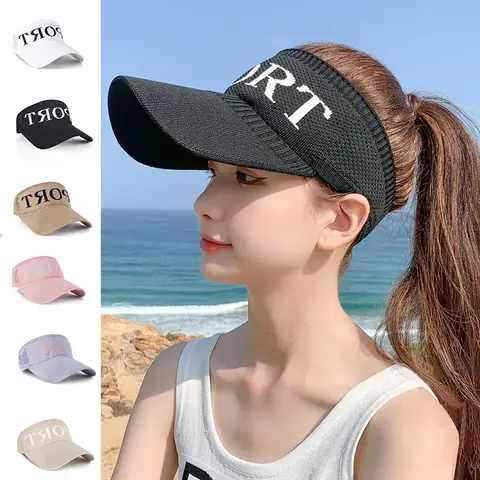 여성용 햇빛가리개 모자, 야외 스포츠, 골프 포인트 모자, 여름 오픈 탑 모자, 1 개