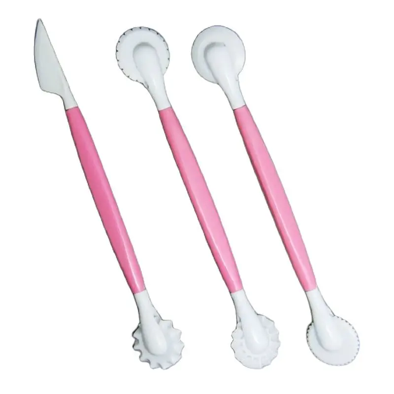 

Plastic 3pcs Double Sides Detachable Cake Decorating Modelling Tools Set in Pink Color HB0987