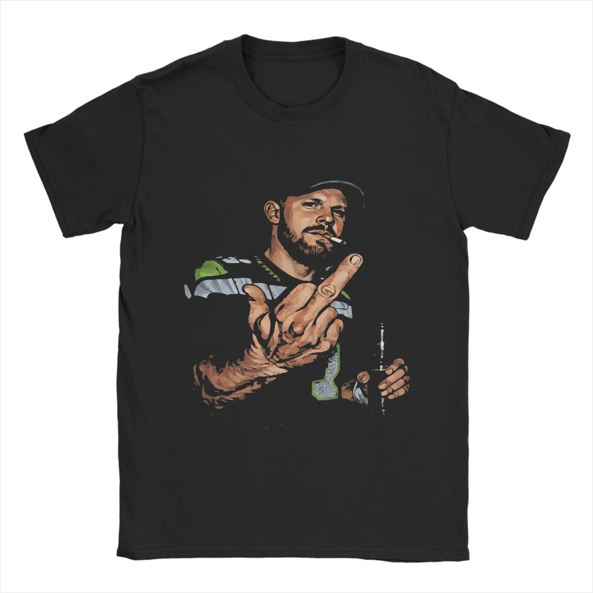 Sam Darnold Middle Finger T-Shirts for Men  Novelty Cotton Tees Round Neck Short Sleeve T Shirt Birthday Gift Tops
