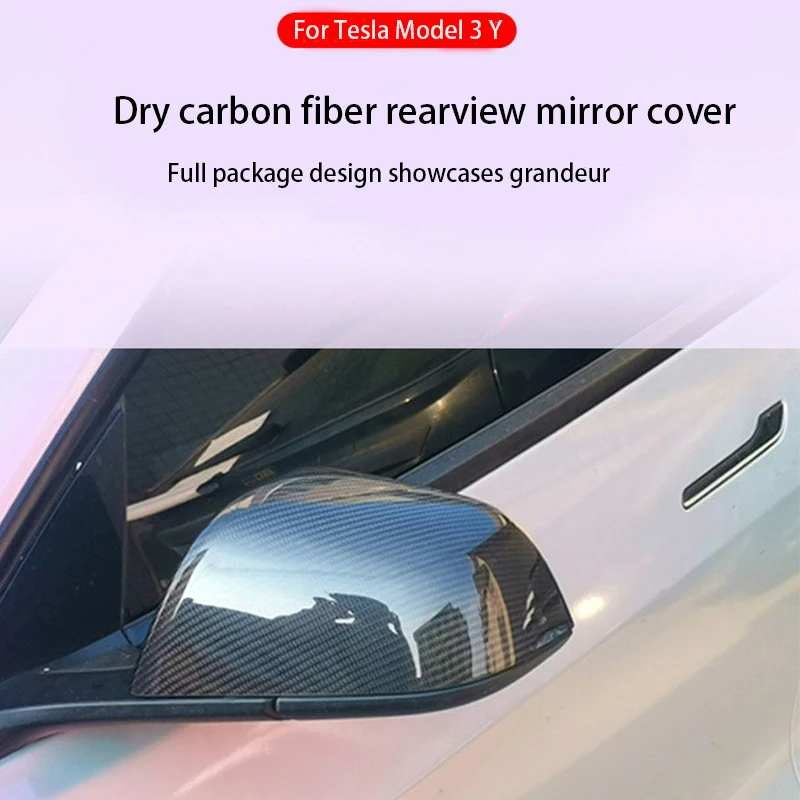 Real Carbon Fiber Rear View Mirrors Cover For Tesla Model Y 2021-2024 Model 3 2017-2024 Side Door Rearview Mirror Cover Matte