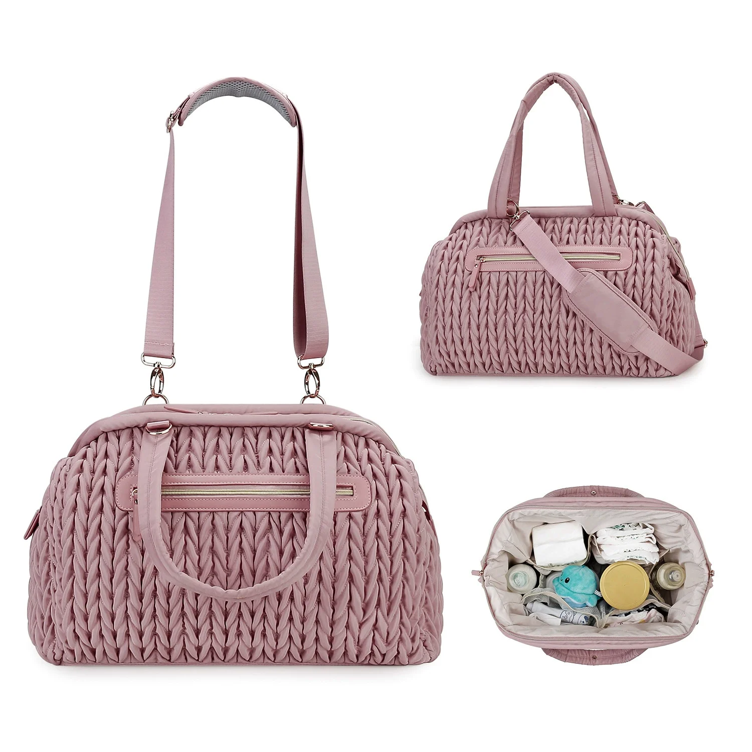 New Mommy Bag Hand-held Single Shoulder Baby Mommy Bag Large Capacity Waterproof Insulation Milk Bottle Mother and Baby Bag