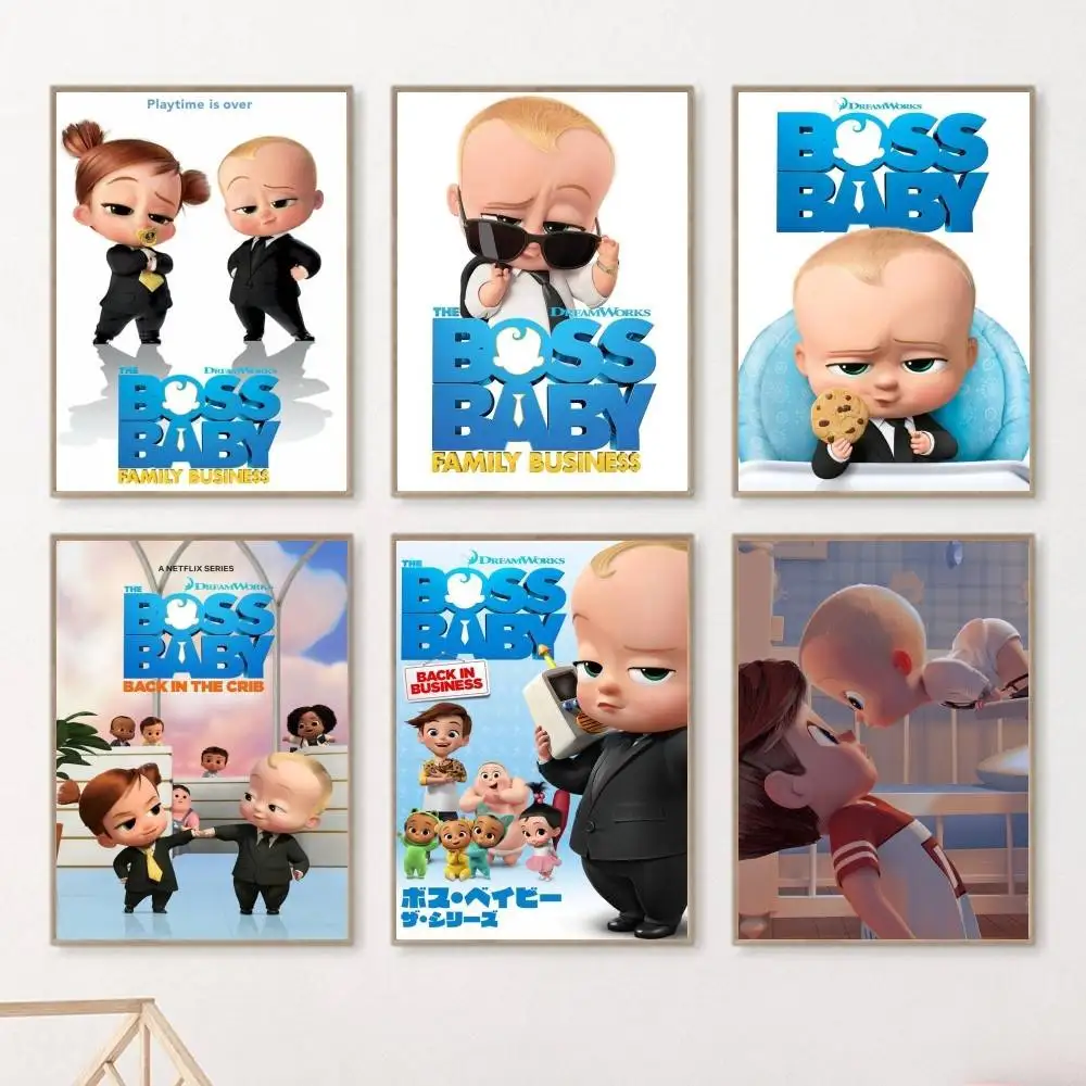 1PC 1PC The Boss Baby Poster Self-adhesive Art Waterproof Paper Sticker Coffee House Bar Room Wall Decor