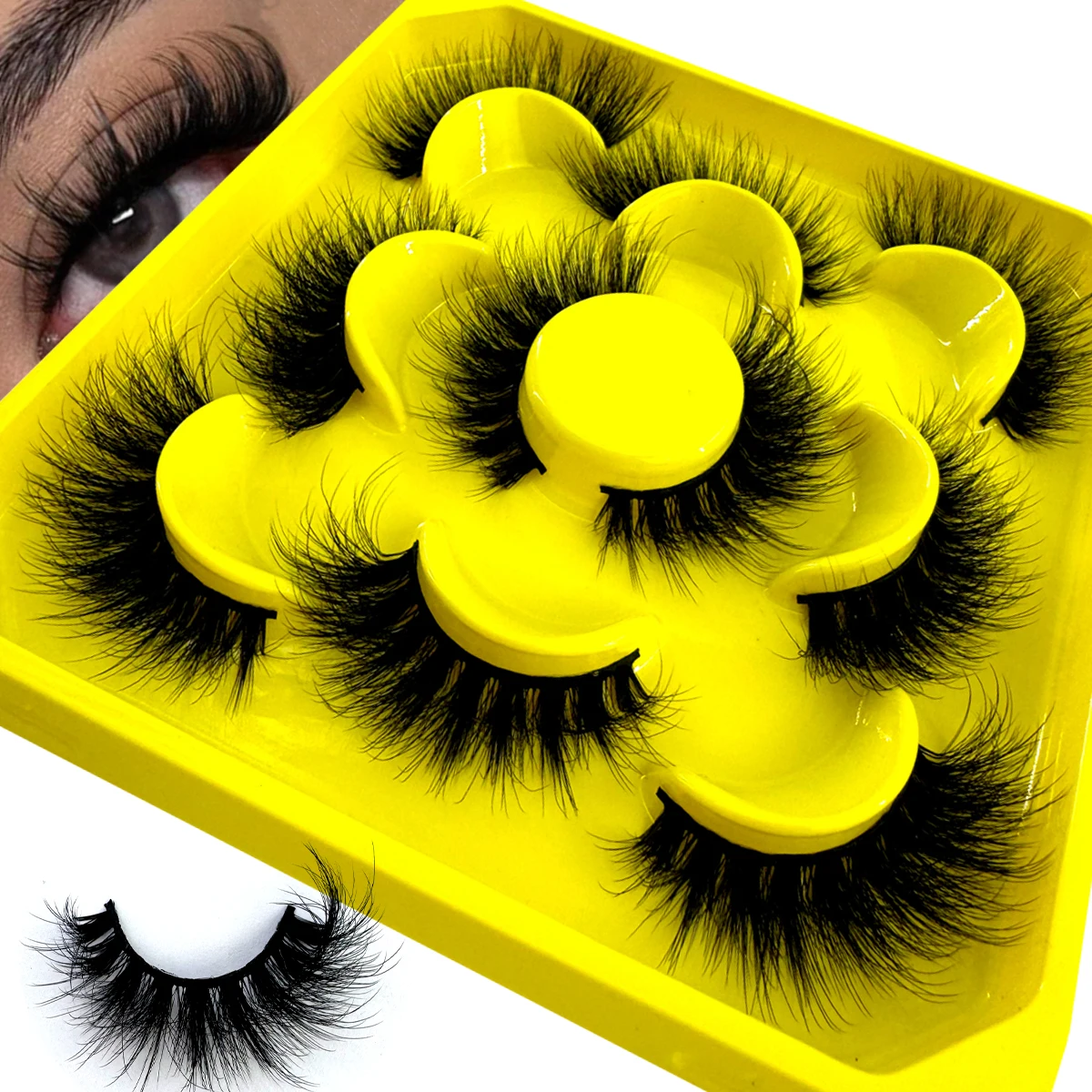 HBZGTLAD 5 Paar weiche und flauschige 3D-Nerz-Kunstwimpern, natürliche, lange Urlaubswimpern, gewölbte Wimpern, verlängerte Wimpern