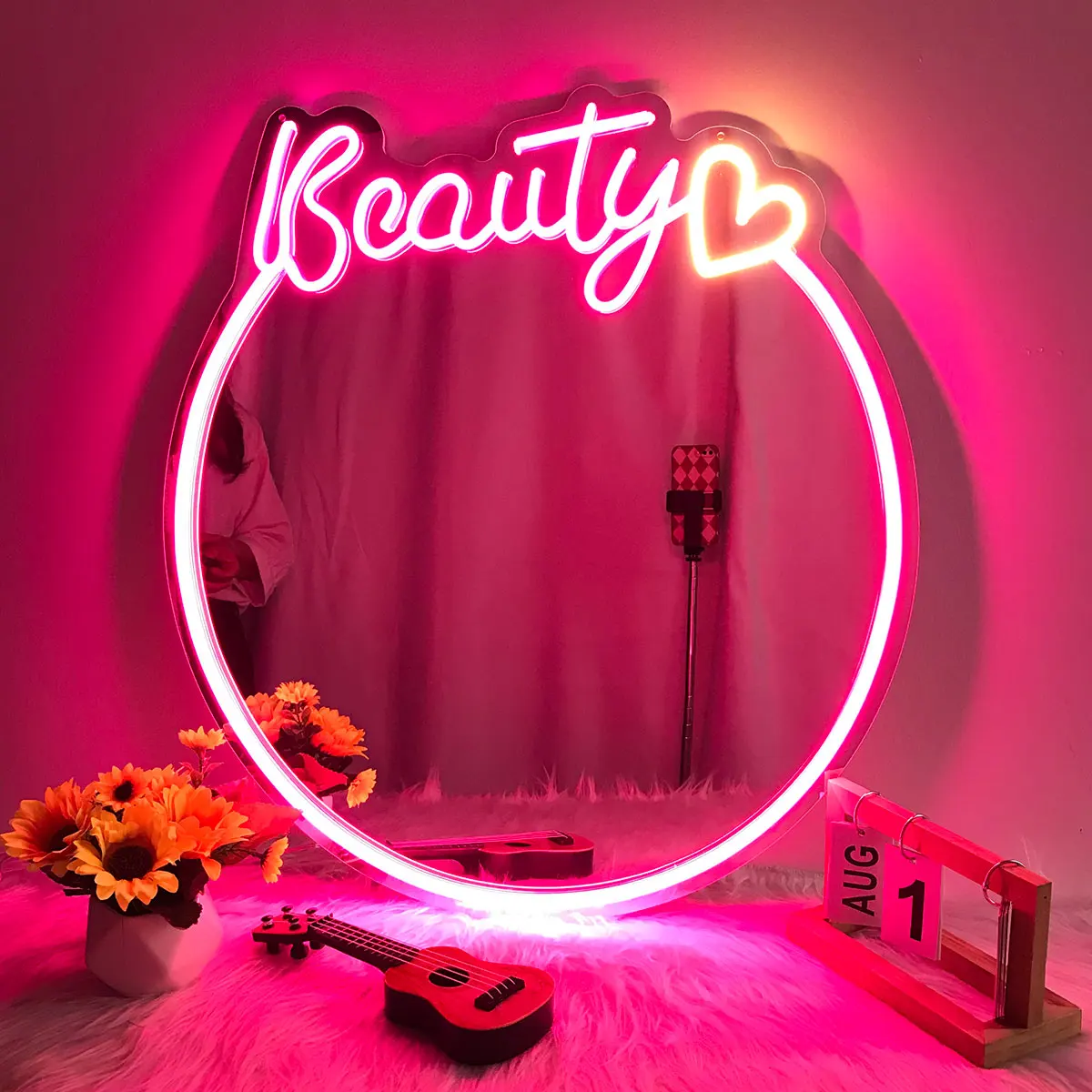 luz led de espelho de neon para meninas lampada de maquiagem rosa sinal personalizado decoracao do quarto atmosfera luzes noturnas beleza 01