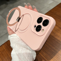 Original Liquid Silicone Magnetic Stand Holder Phone Case For iPhone 17 16 15 11 12 13 14 Pro Max For Magsafe Ring Bracket Cover