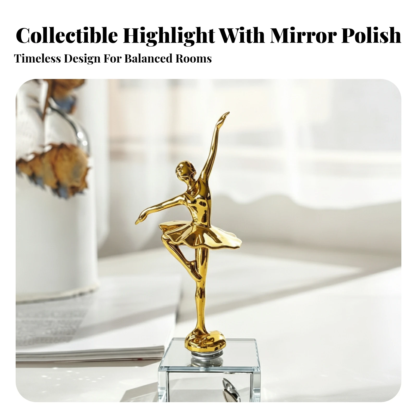 Ballerina Melody Box Figurine Shiny Ballerina Melody Box Ornament Compact for Dancers, Display Cabinet, Bedside Table