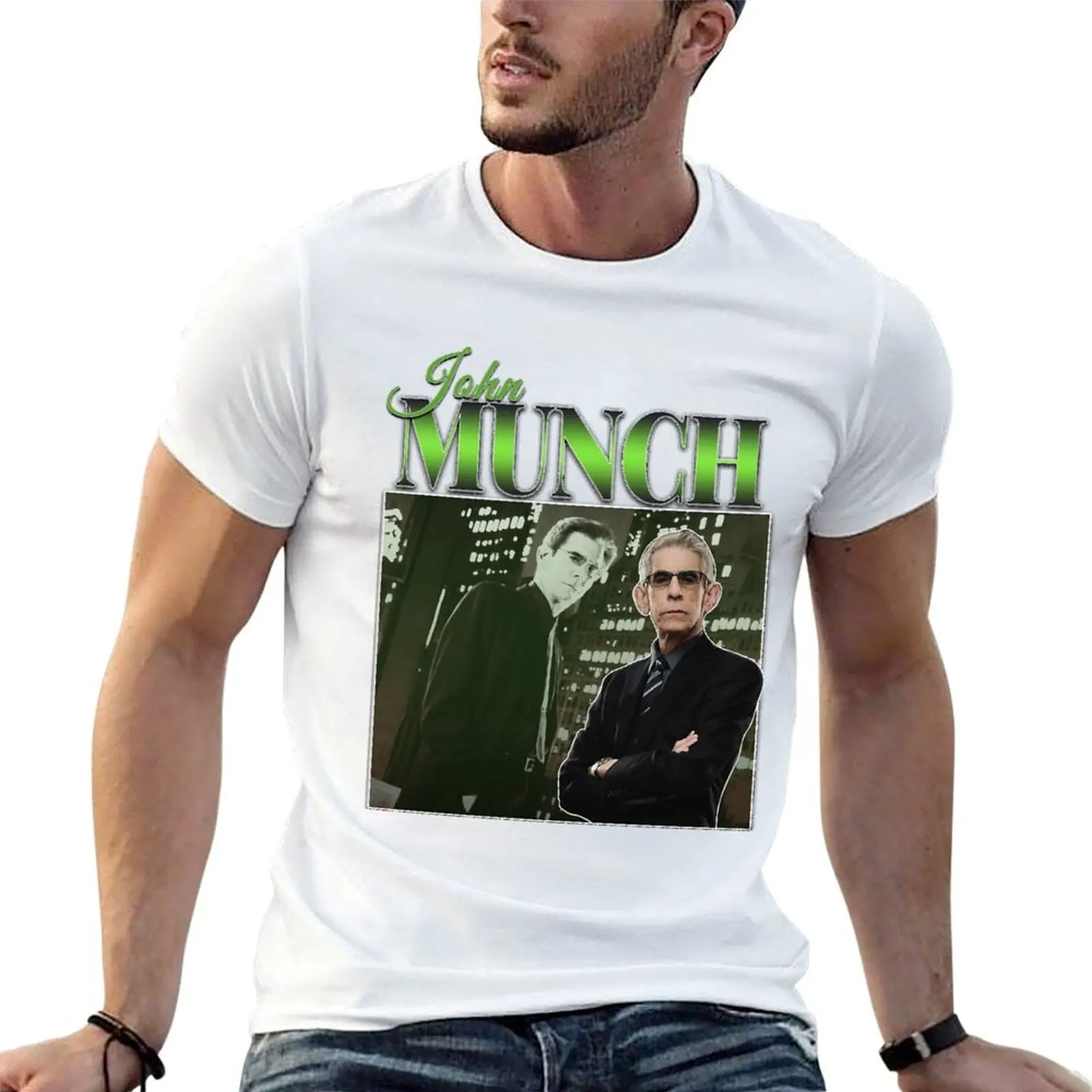 Hommage vintage inspiré des années 90 de John Munch classique T-Shirt Anti-Fade Casual Tee Shirt