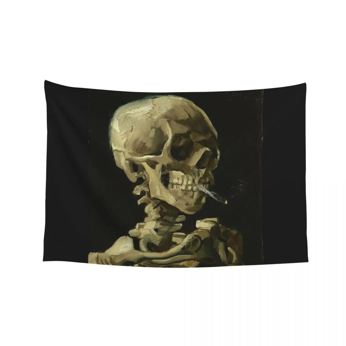 

Skull of a Skeleton with Burning Cigarette - Van Gogh Tapestry Home Decor Accessories Funny Wall Art Tapestry