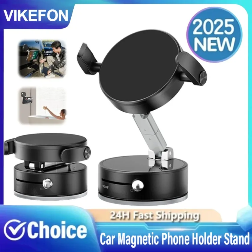 360 °   회전식 진공 흡착컵 접이식 차량용 진공 마그네틱 폰 홀더 (맥세이프 아이폰 17~12 프로 맥스 휴대폰 거치대)