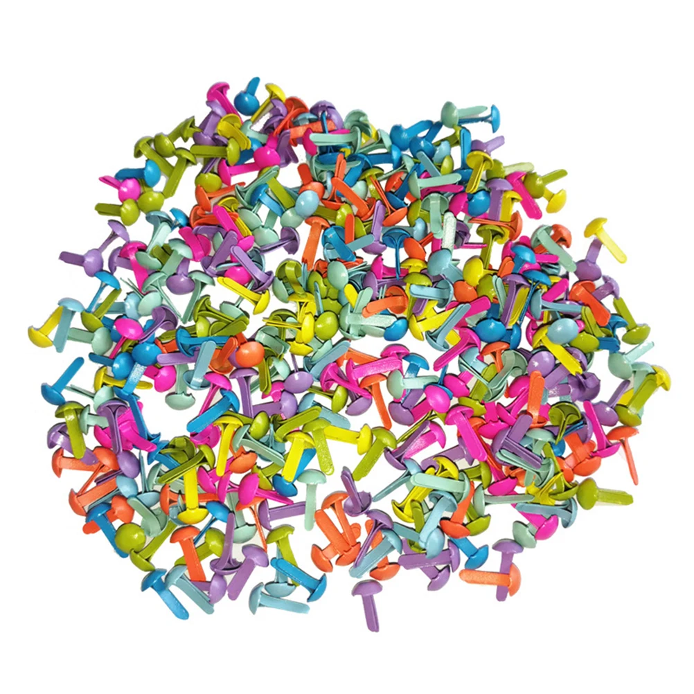

500pcs Colored Two-legged Nails 4 5mm Diameter Round Head Craft Supplies Children Handmade Materials Scrapbook Accessories