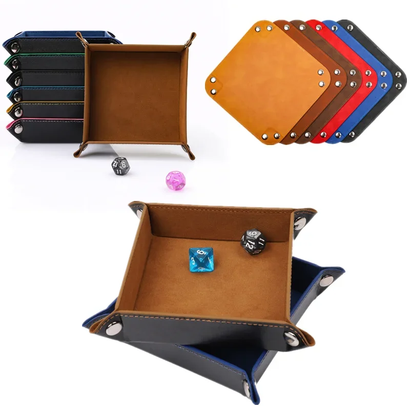 

Rolling Folding Hexagon Dice Game Storage Tray Holder Double Sided Thick PU Leather&Velvet Dice Mat Office Supplies