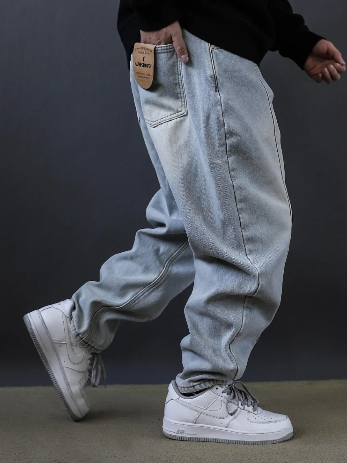 

Retro American Waed Patchwork Loose Harlan Jeans Men's Spring Autumn Trendy Brand Jeans Casual Wear Youth ular Sle