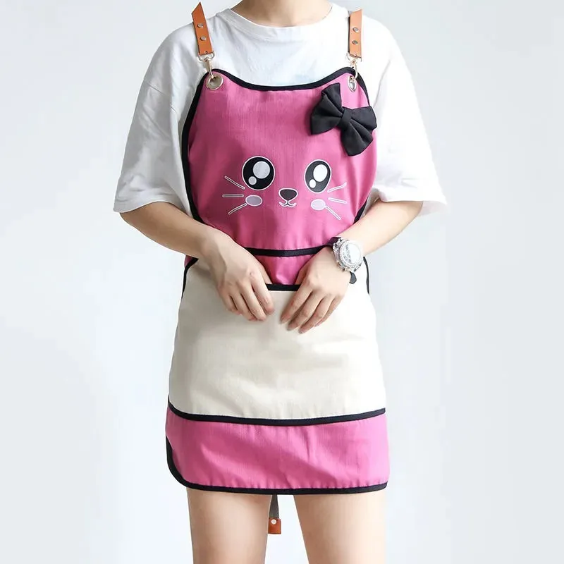 

Printed Apron Korean Fashion Style Canvas Men's Women's Kitchen Apron Milk Tea Shop Baking Work Clothes Sleeveless Apron ZG49
