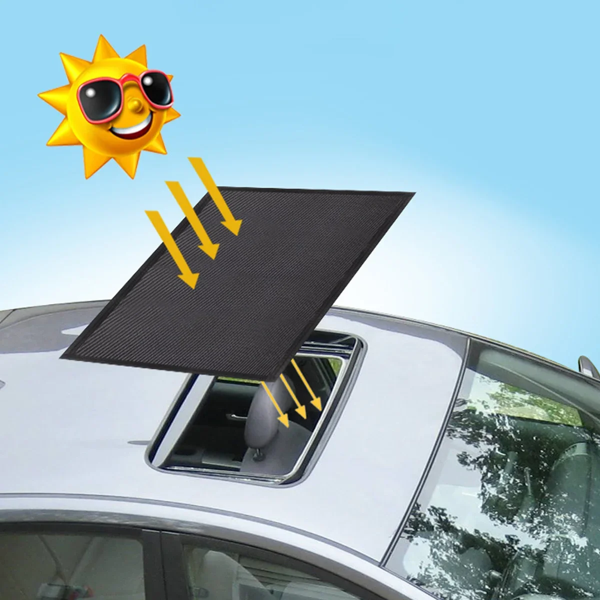 

100 * 65cm Car Sunroof Sunshade, Roof Magnetic Suction Mosquito Screen, Window Barrier, Heat Insulation and Sun Protection