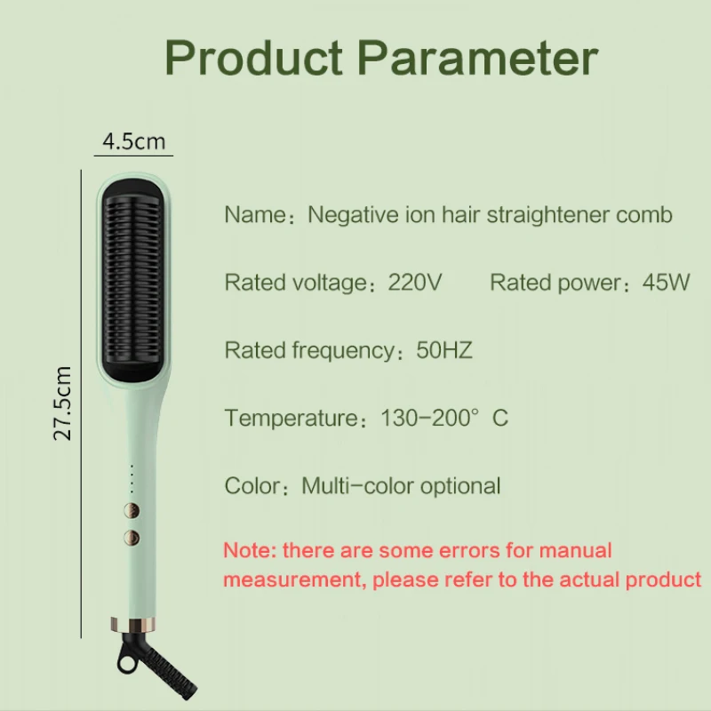 Negative ion non damaging straight hair comb Straight curly hair clip electric curly hair comb