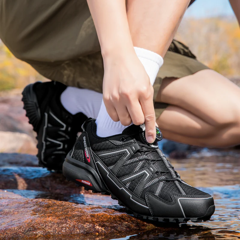 

Men's Low Top Hiking Boots Anti-Collision Durable Sole Outdoor Work Shoes All Season Comfortable Walking Sneakers
