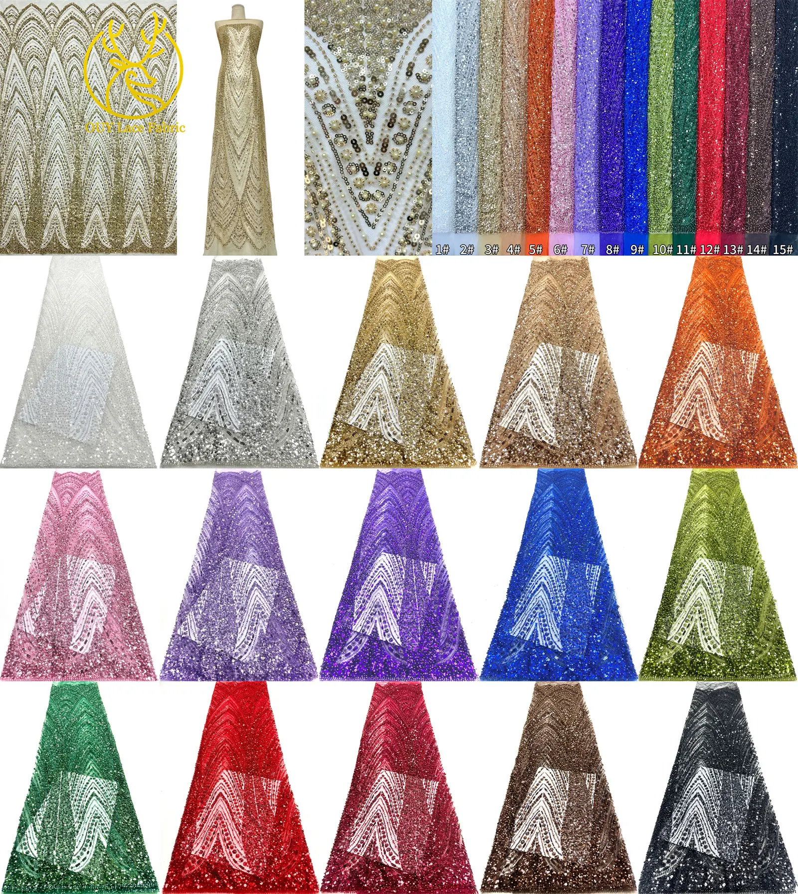 Luxuriöser Goldener Afrikanischer Bräutigam-Spitzenstoff mit Stickerei und Perlen, 5 Meter Französischer Tüll-Spitzenstoff für Nigerianische Hochzeitskleider – Detail 3