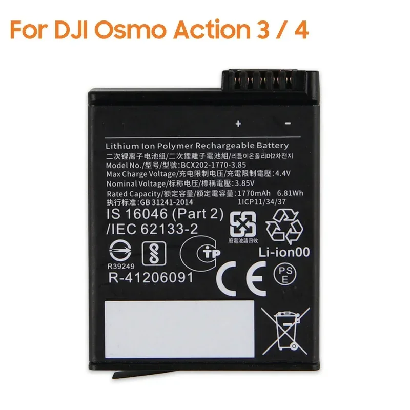 Djiの交換用充電式バッテリー,大容量バッテリー,新品,bcx202,action 4,osmo action 3,action 5 pro,1770mah