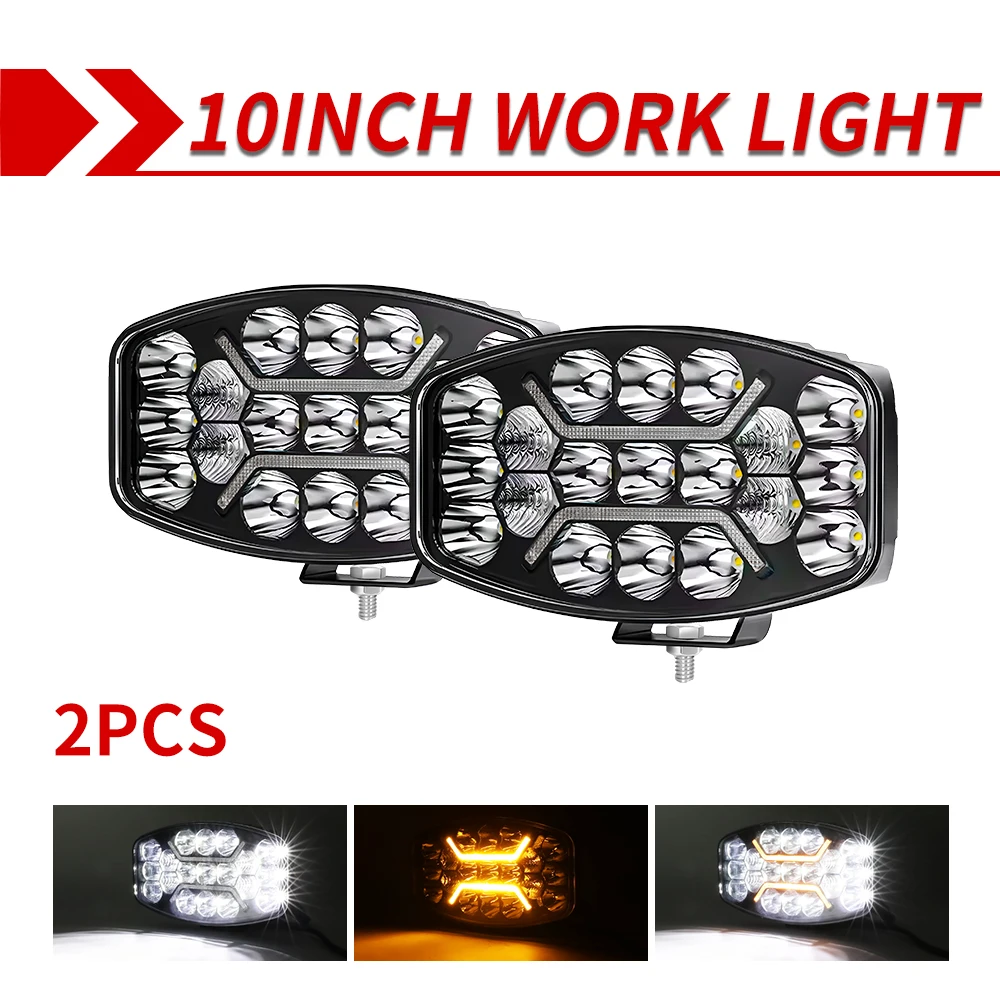 CO LICHT 10 inch 24 V Led Mist/Rijden Verlichting Spotlight Truck Led Koplamp Led 4x4 80000LM Wit Amber Trailer Luces Para Camiones