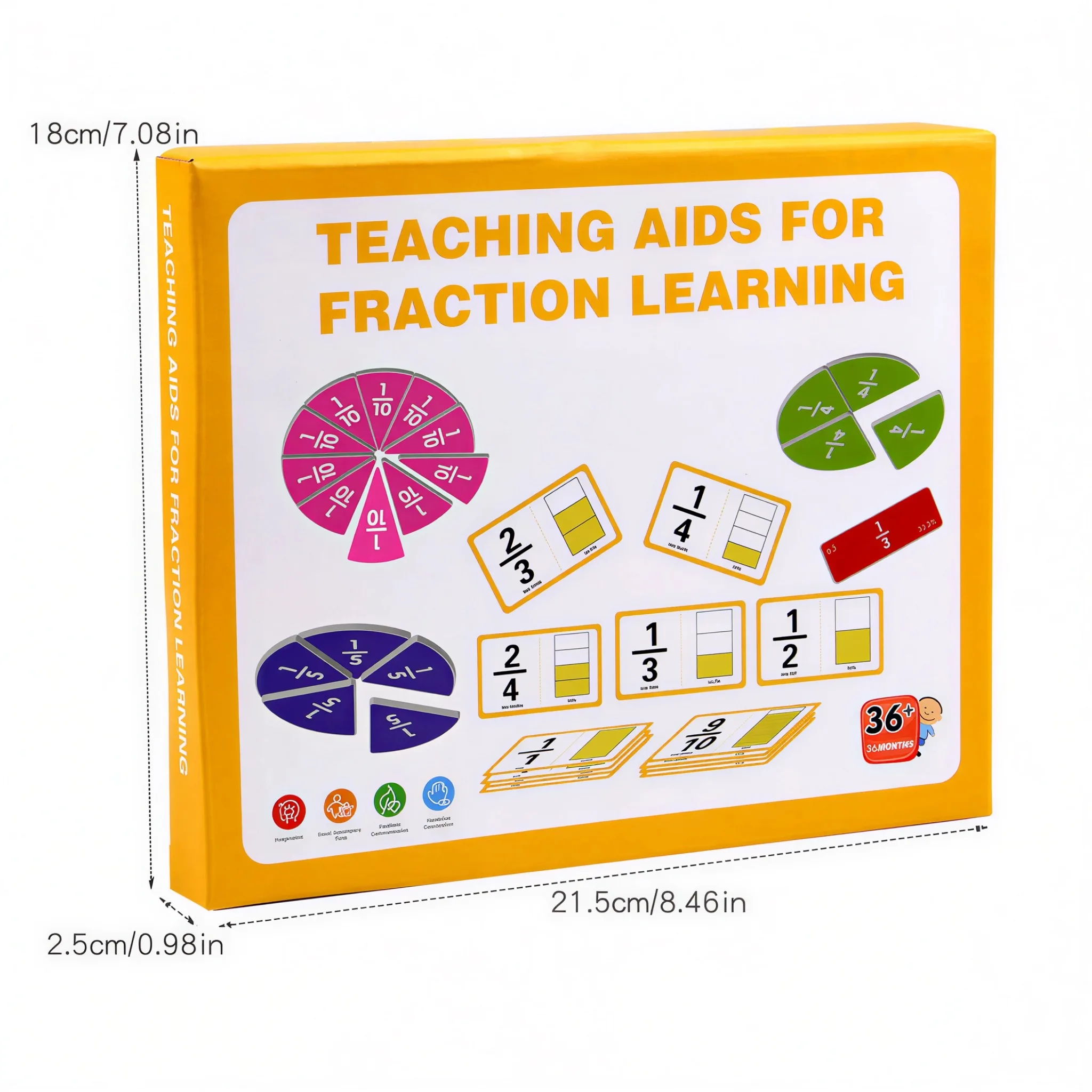 Ausili per l'apprendimento delle frazioni di matematica, confronto delle dimensioni delle frazioni e riconoscimento dei colori, apprendimento dell'addizioni e sottrazioni della scuola elementare, libro magico scrivibile e cancellabile, regali di compleanno e Natale