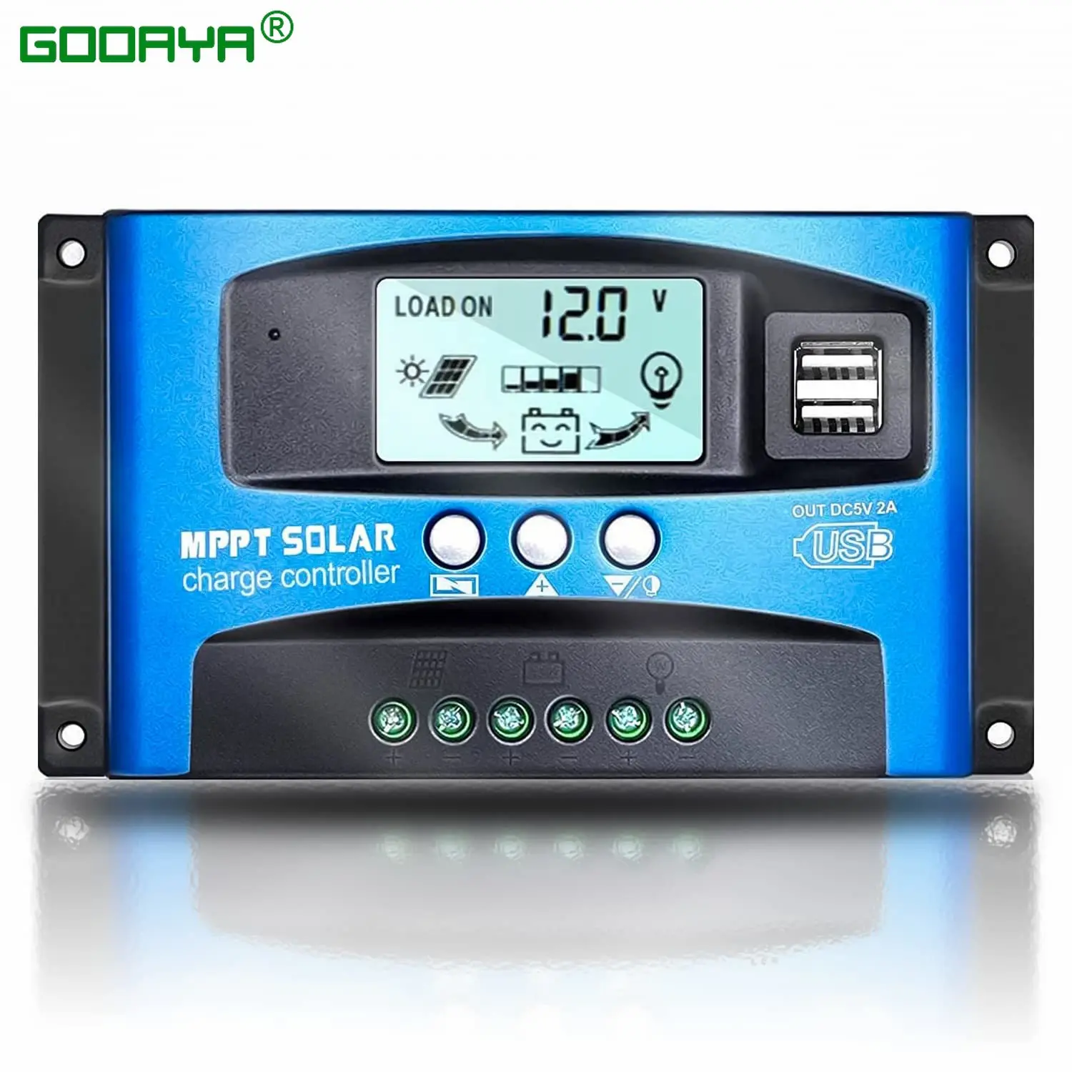 MPPT Solar Charge Controller 12V 24V Solar Panel Battery Charger 30A 40A 50A 60A 100A Dual USB LCD Display Regulator with Load