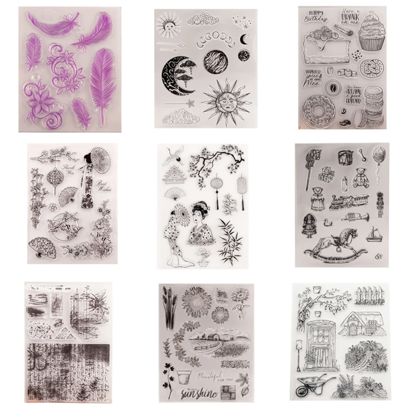 

Transparent Rubber Stamp, Clear Silicone Stamps Flower Frame Pattern for Card Making, Album Decor Scrapbooking Craft Supplies