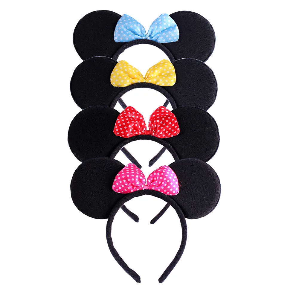 Girls 3pcs Mouse Cosplay Accessories Children Carnival Animal Dress Up Polka Headband Toddler Mouse Ear Headwear Tie Bow Tail