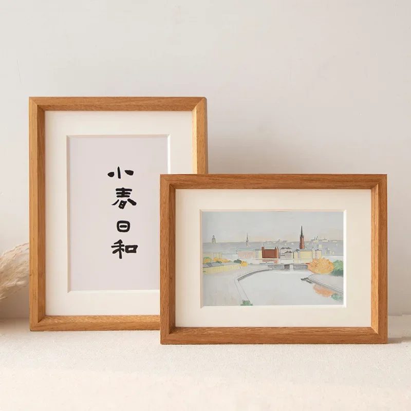 Solid Wood Right Angle Photo Frame 6/20inch Display Stand, High End Teak Wall-Mounted Wedding Picture Frame for Home Decoration