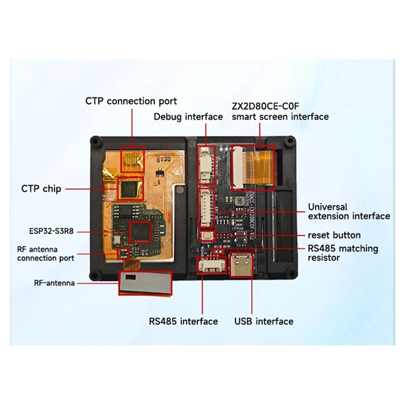 ABSQ-2.8 "شاشة تسلسلية تعمل باللمس ESP32-S3R8 التحكم الرئيسي ST7789T3 سائق دعم واجهة الاتصالات RS485/واي فاي/بلوتوث
