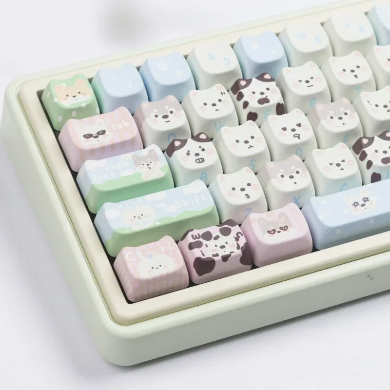 Puppies MAO Profile GMK 132 Keys/set PBT Keycaps for Mechanical Keyboard  Dye Sublimation Gaming Keycap Custom Gk61