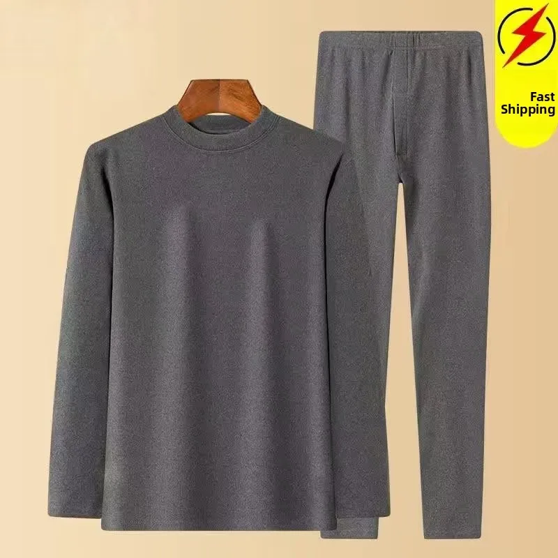 

Мужской термокомплект из вельвета для зимы: теплый, с высоким воротником, терморегулирующий, защита от холода, с длинным рукавом, для дома