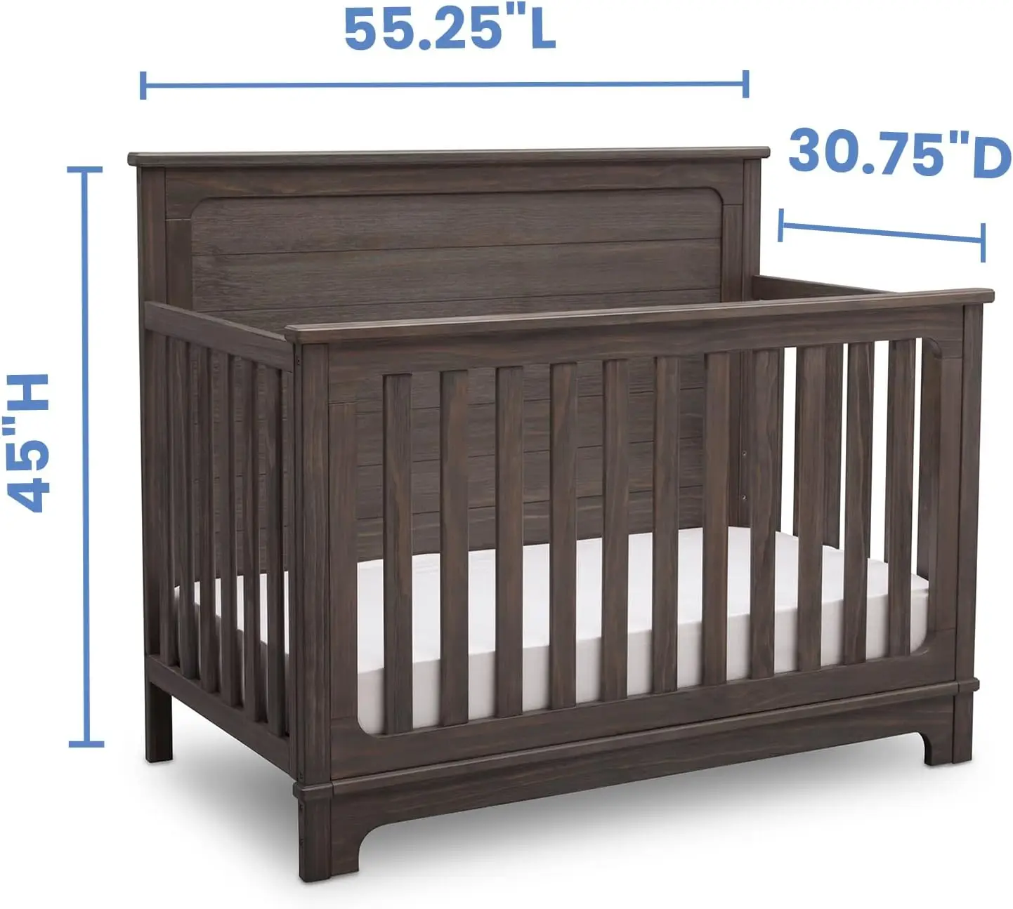 Delta-Simmons Kids Slumbertime Monterey 4-en-1 Convertible CPull, Gris Rustique + Simmons Kids, Silent Nights, Respirant