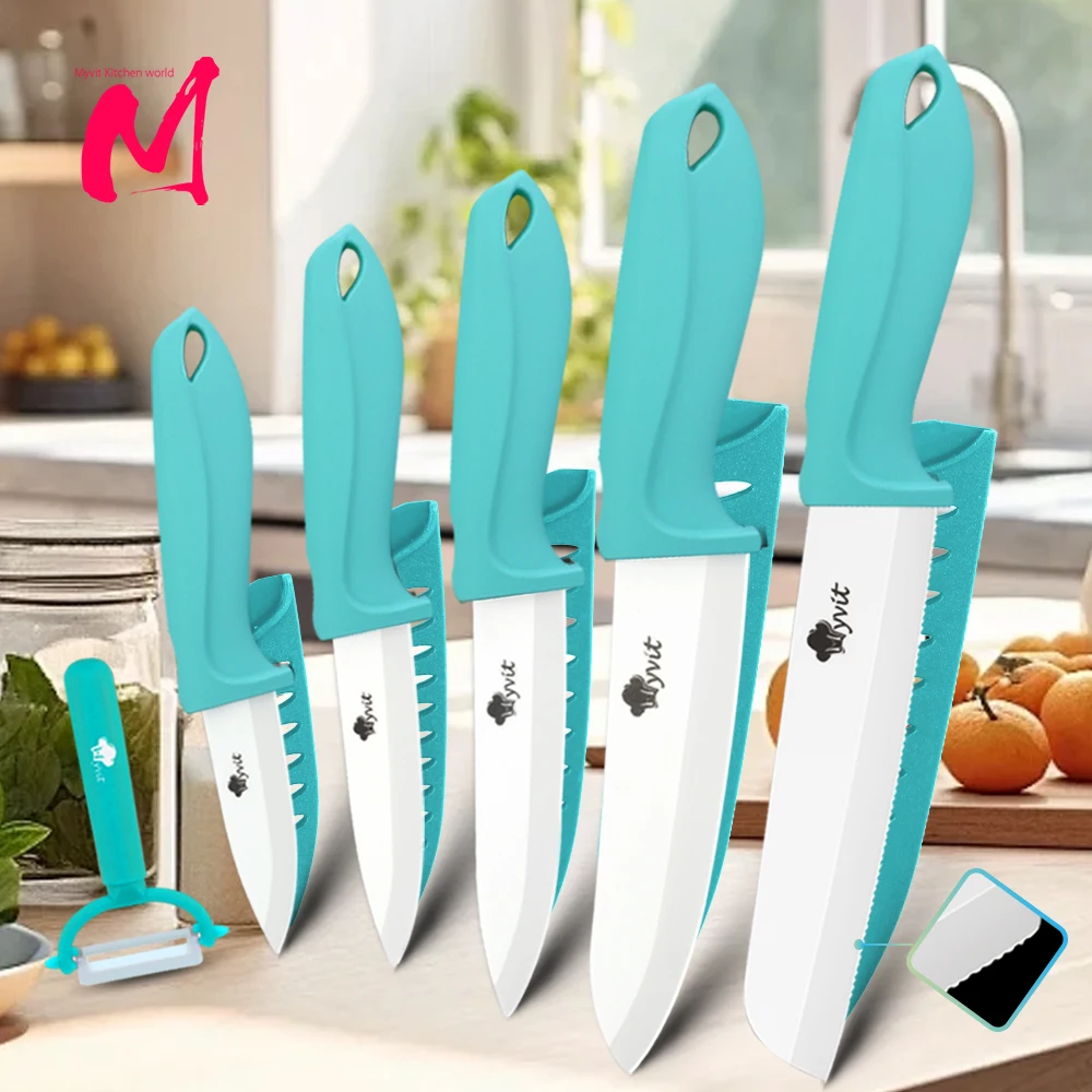 Kitchen Ceramic Knife Set Professional Chef Knife With Sheaths Super Sharp Rust Proof Stain Resistant Fish Sushi Knife