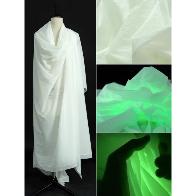 50cm/100cm Color-changing Luminous Satin Fabrics Glow in The Dark Fabric Illuminant Designer Cloth for DIY Sewing Clothing