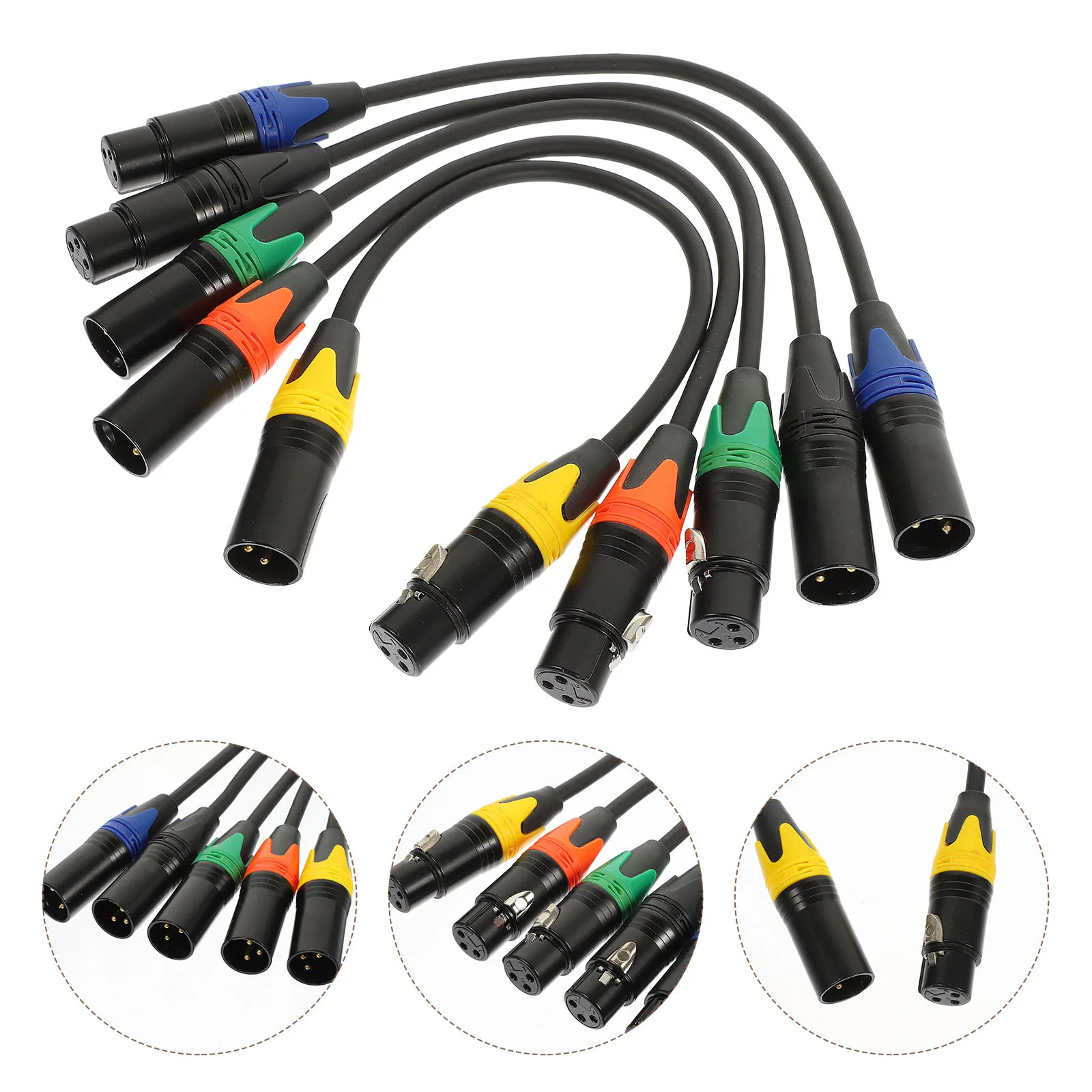 

5 Pcs Jumper Audio Cable Set Microphones Patch Metal Braided Xlr Male to Female Cord