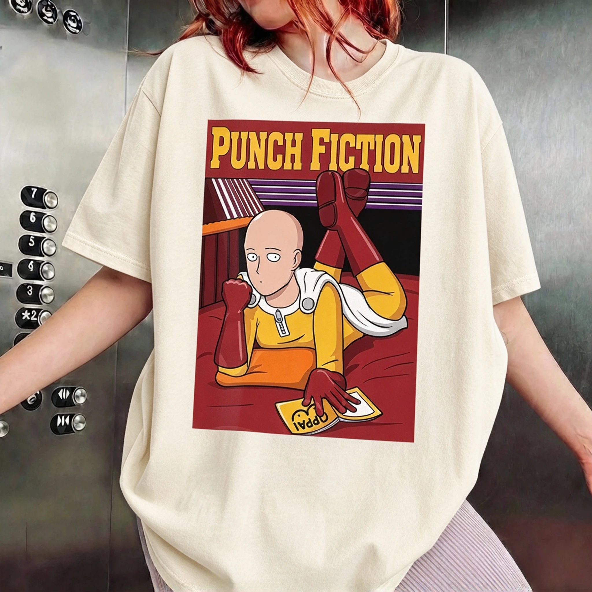 Punch Fiction Saitama One Punch Man Parody Graphic T Shirt Men Women and Kids Casual Crew Neck Short Sleeve Tee Y2K Streetwear